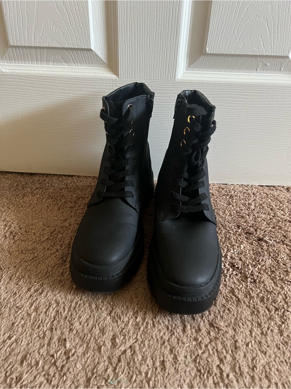 black combat boots from Shoedazzle